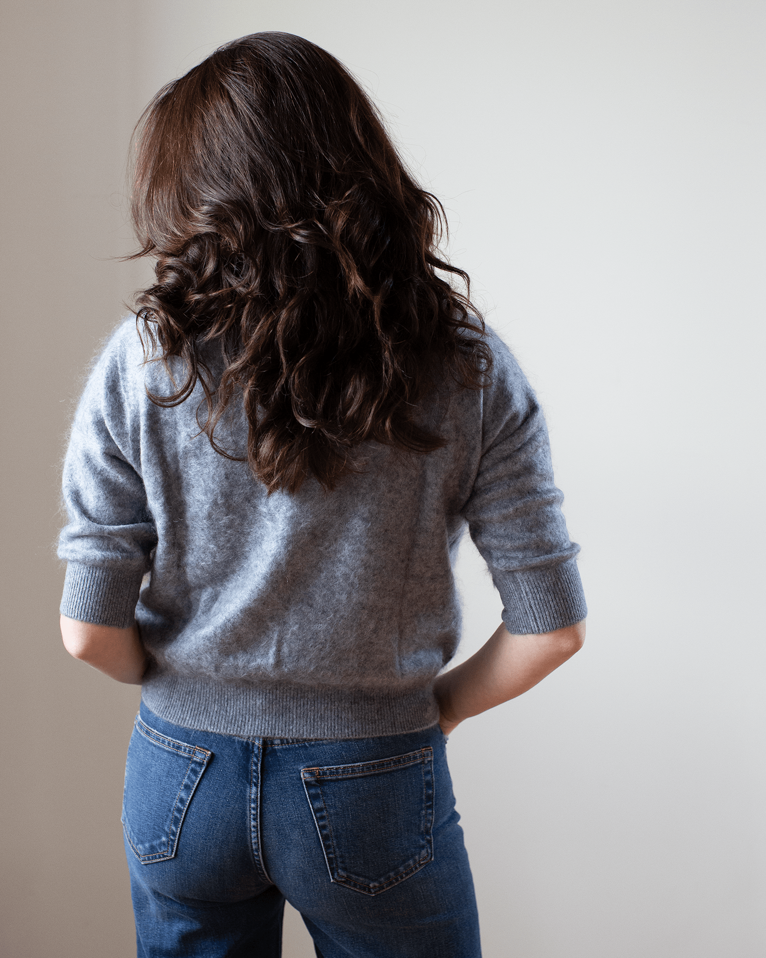 Autumn Cashmere Brushed Elbow Sleeve Boxy Crew in Feather