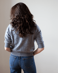 Autumn Cashmere Brushed Elbow Sleeve Boxy Crew in Feather