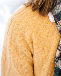 Autumn Cashmere Cable Yoke Crew in Honey 4 - Bliss Boutiques