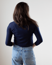 Autumn Cashmere Easy Crop Cardi in Peacoat