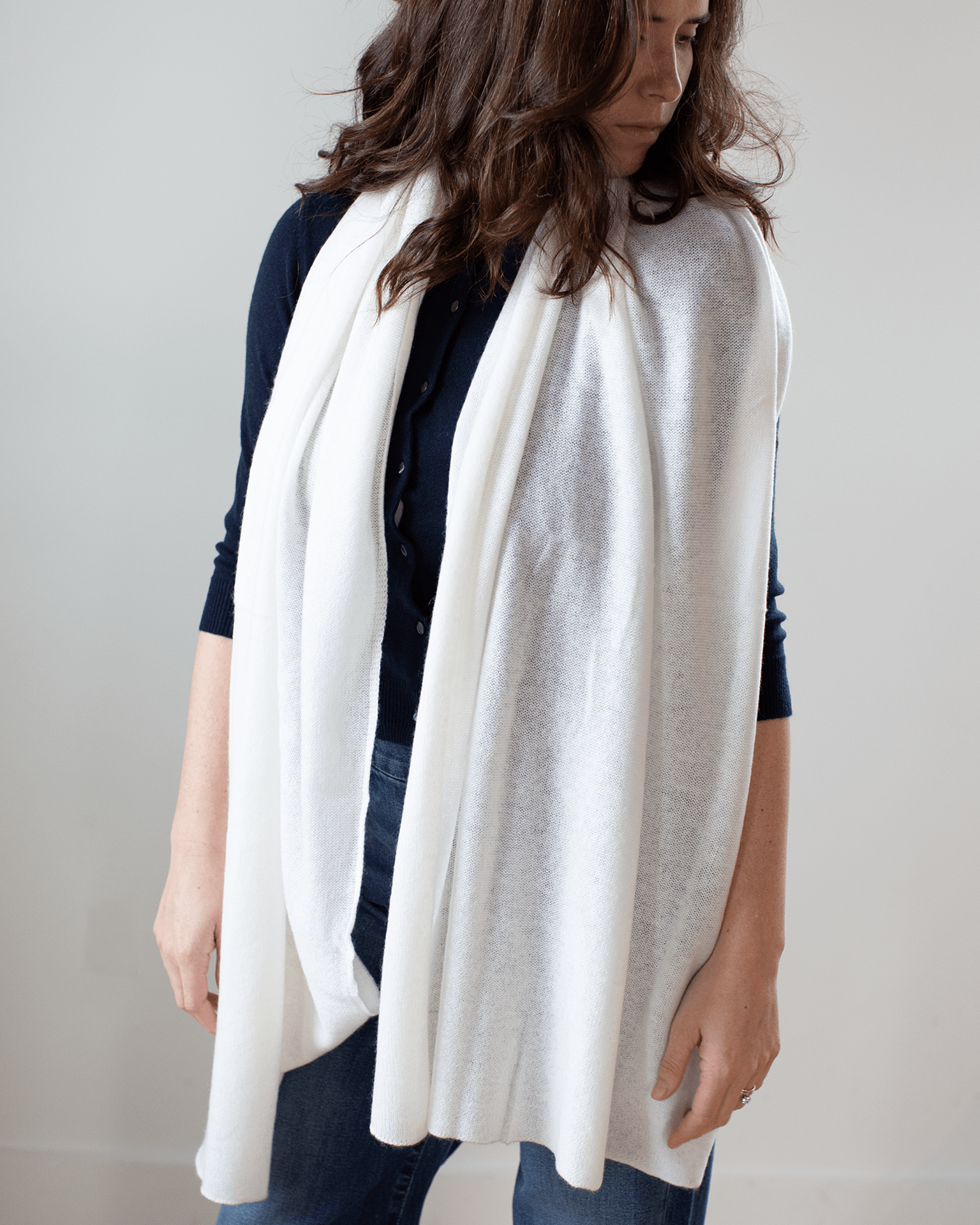 Autumn Cashmere Featherweight Wrap in Chalk