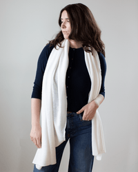 Autumn Cashmere Featherweight Wrap in Chalk