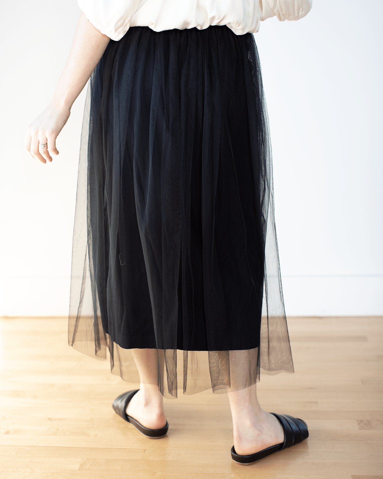 Autumn Cashmere Gathered Skirt w/ Tulle in Black