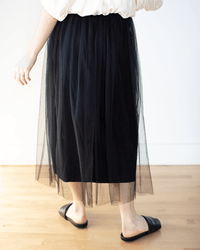 Autumn Cashmere Gathered Skirt w/ Tulle in Black