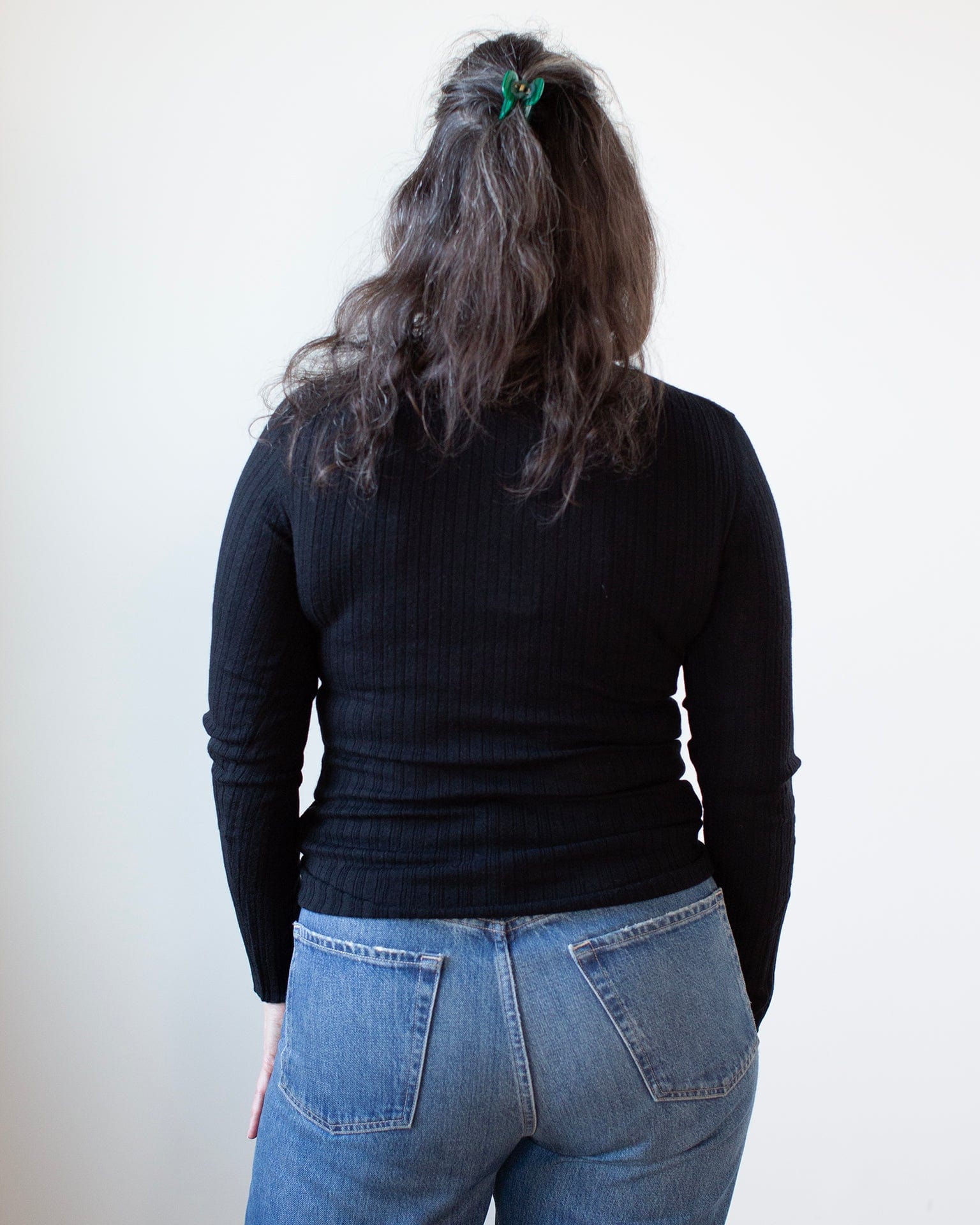 Autumn Cashmere Variegated Rib Turtleneck in Black