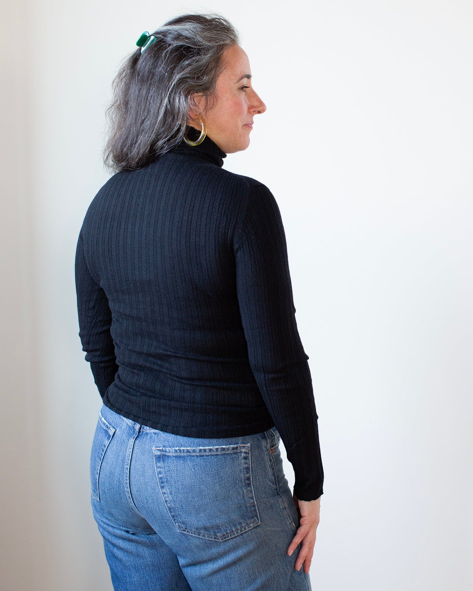 Autumn Cashmere Variegated Rib Turtleneck in Black