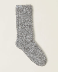 Barefoot Dreams CC Heathered Socks in Moonbeam/White