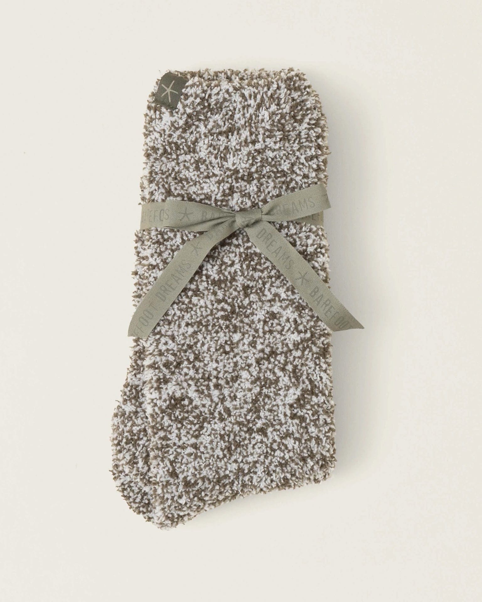 Barefoot Dreams CC Heathered Socks in Olive Branch/White