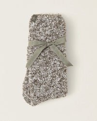 Barefoot Dreams CC Heathered Socks in Olive Branch/White