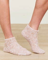 Barefoot Dreams CC Heathered Tennis Socks in Willow/White