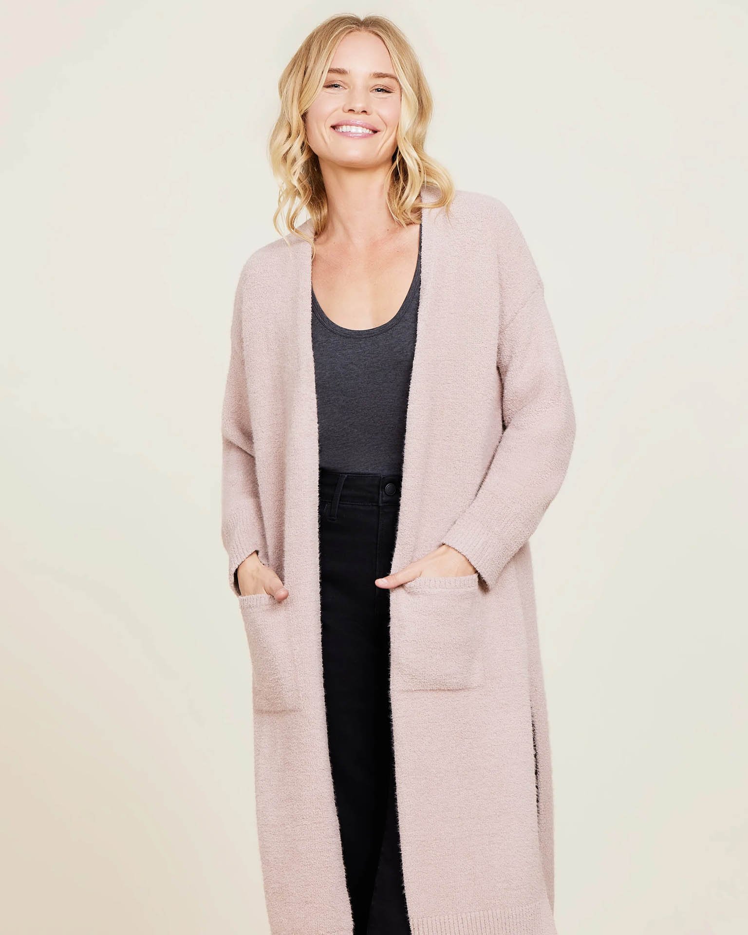 Barefoot Dreams CC Luxe High Slit Cardigan in Willow