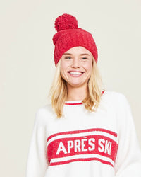 Barefoot Dreams CC Pom Pom Beanie in Americana Red
