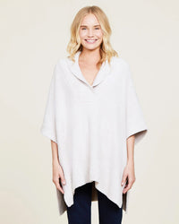 Barefoot Dreams CC Shawl Collar Poncho in Stone
