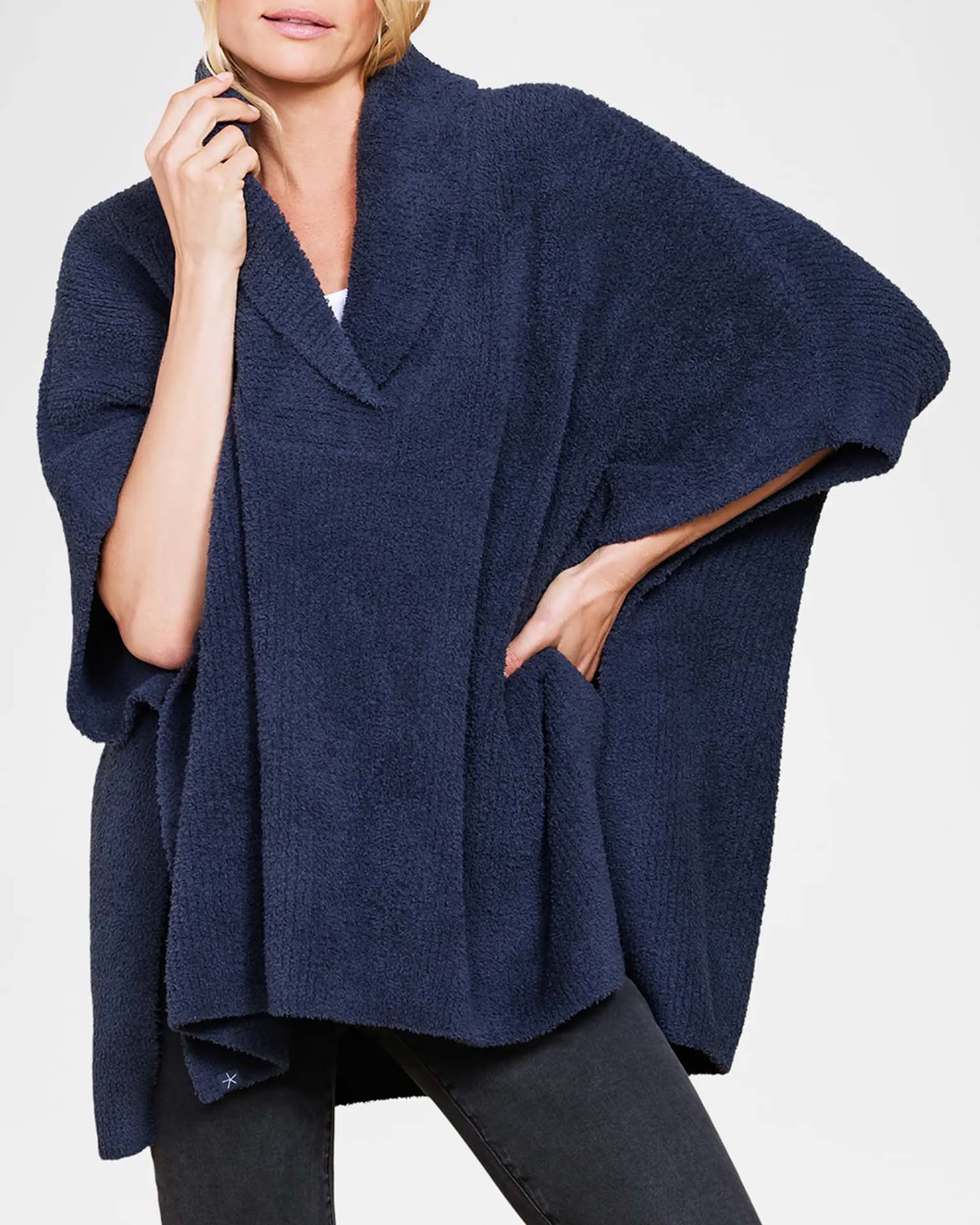 Barefoot Dreams CC Shawl Collar Poncho in Tidewater
