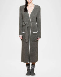 Barefoot Dreams CCL Contrast Ribbed Robe in Olive Branch/Pearl