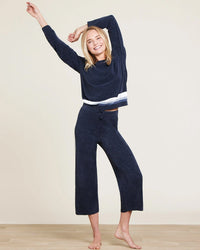 Barefoot Dreams Clothing CCUL Multi Stripe Wide Leg Pant in Indigo Multi