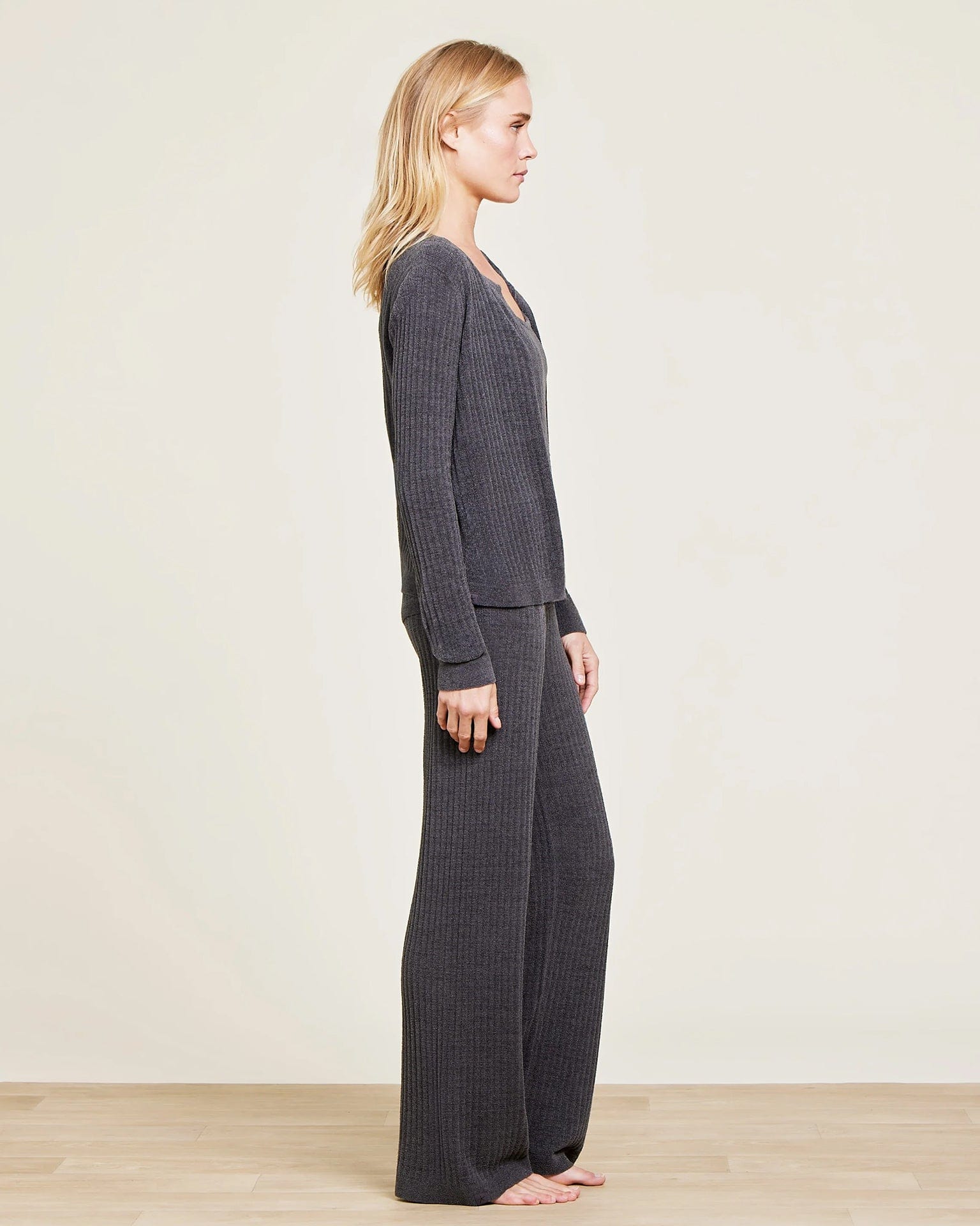 Barefoot Dreams CCUL Ribbed Button Cardi in Carbon