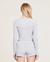 Barefoot Dreams Clothing MC Ultra Soft Rib Long Sleeve in Heather Gray