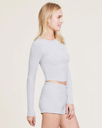 Barefoot Dreams Clothing MC Ultra Soft Rib Long Sleeve in Heather Gray