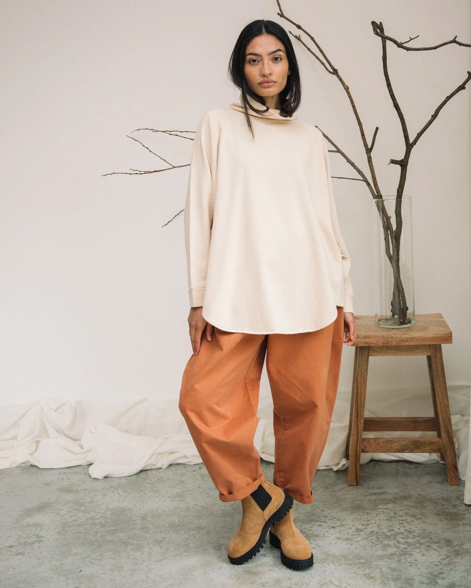 Beaumont Organic Nara Organic Cttn Felpe Sweatshirt in Cream