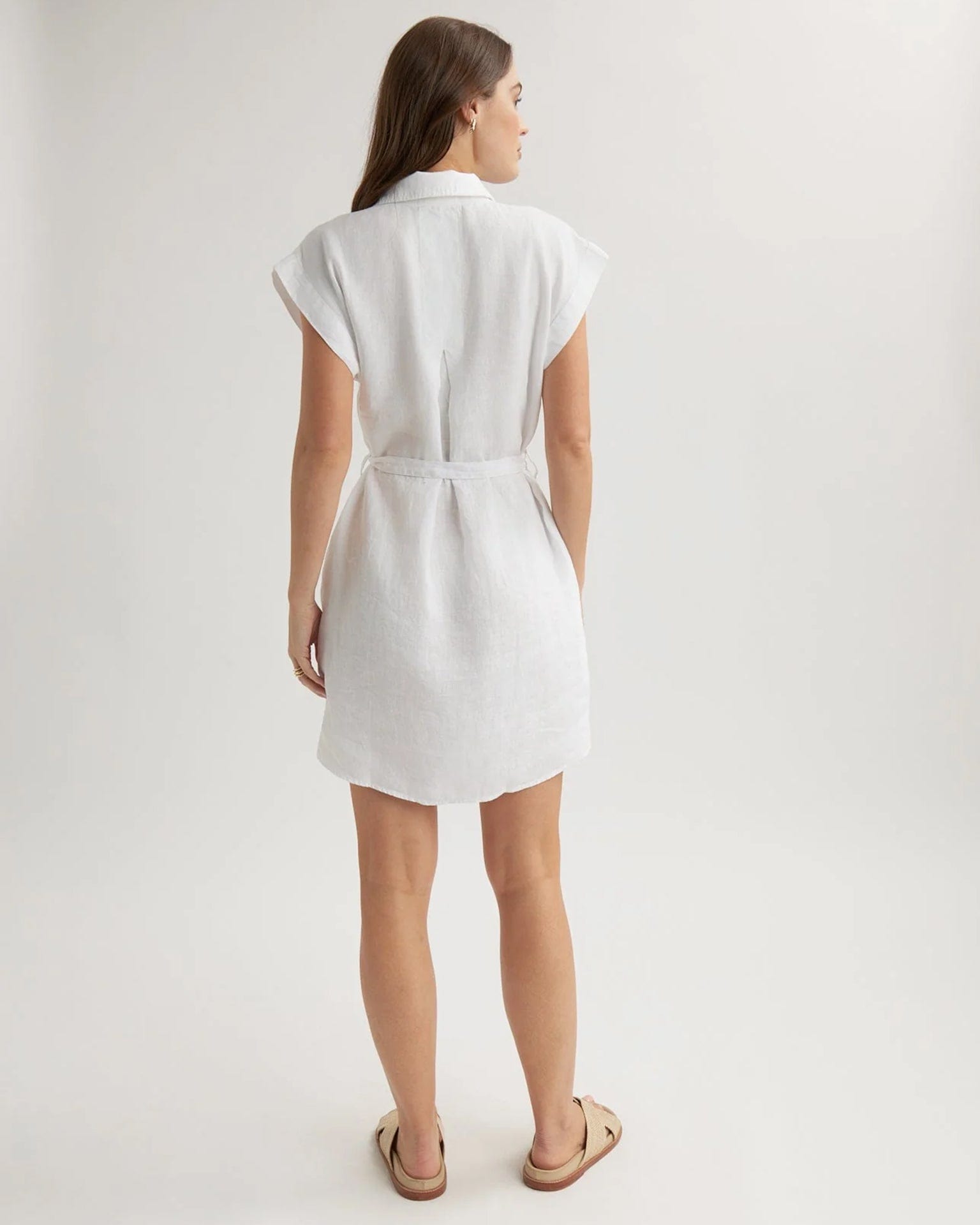 Bella Dahl Belted Tunic Shirt Dress in White