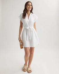 Bella Dahl Belted Tunic Shirt Dress in White