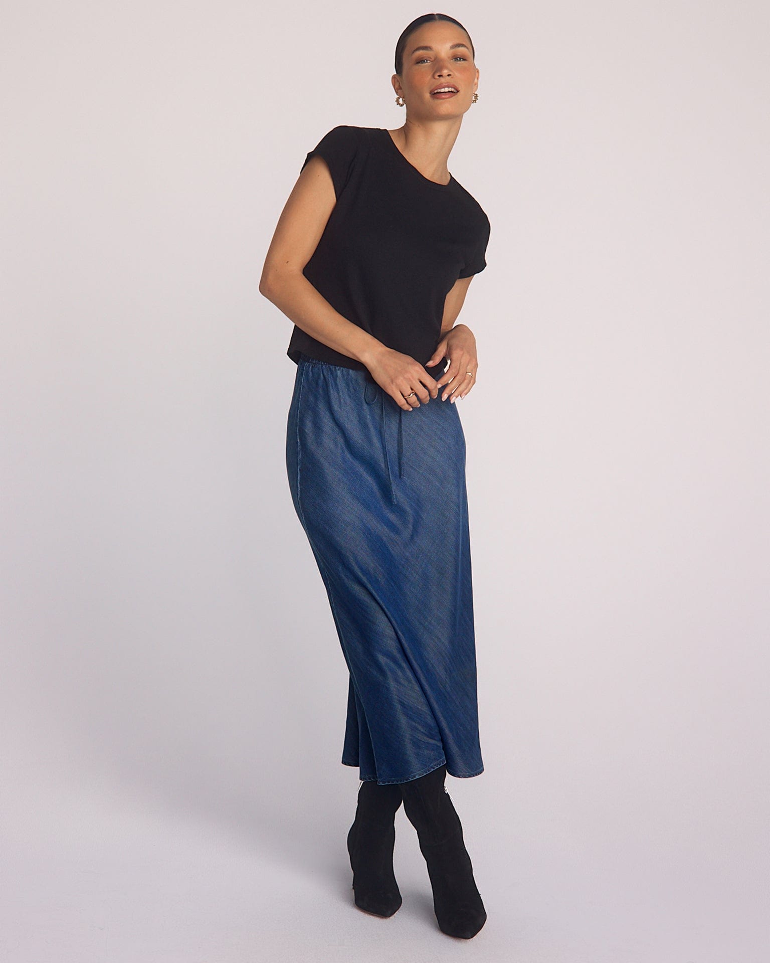 Bella Dahl Bias Skirt w/ Tie in Moonlit Wash