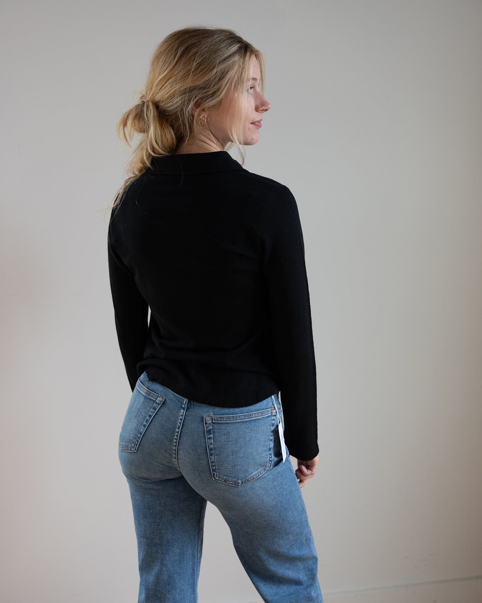 Bella Dahl Button Up Knit Top in Black