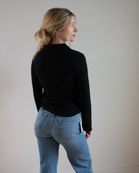 Bella Dahl Button Up Knit Top in Black