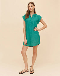 Bella Dahl Cap Sleeve Henley Dress in Aqua Green 2 - Bliss Boutiques