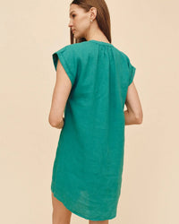 Bella Dahl Cap Sleeve Henley Dress in Aqua Green 3 - Bliss Boutiques