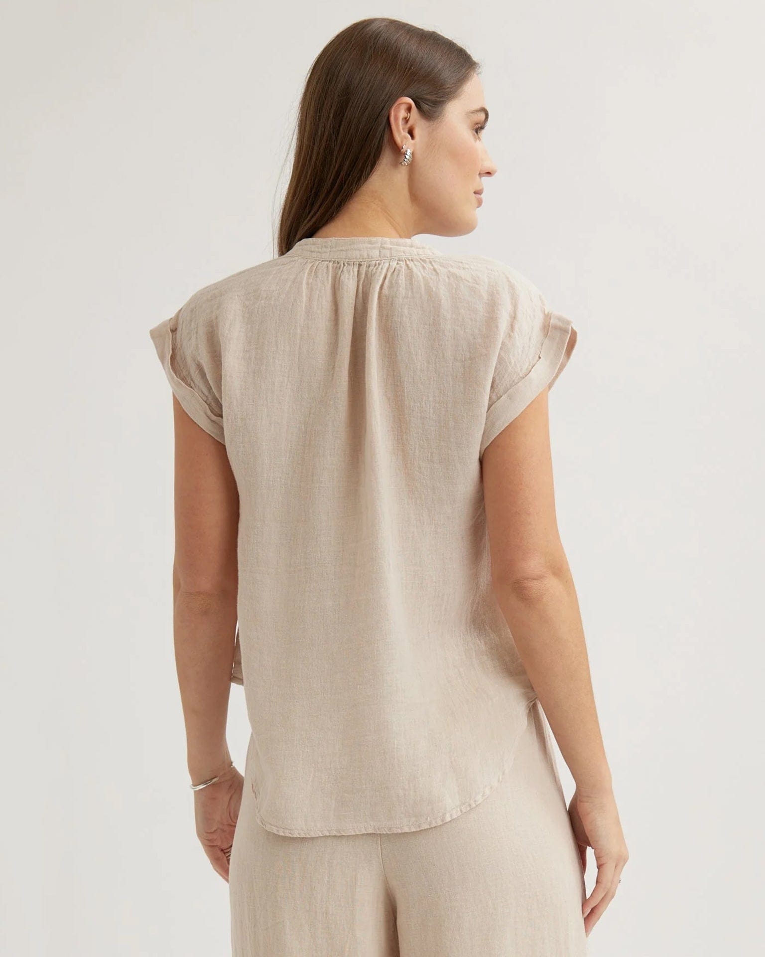 Bella Dahl Cap Sleeve Pullover in Linen Sand