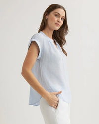 Bella Dahl Cap Sleeve Pullover in Perennial Blue