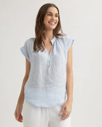 Bella Dahl Cap Sleeve Pullover in Perennial Blue