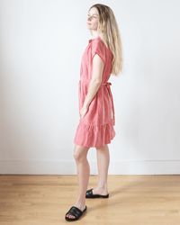 Bella Dahl Cap Sleeve Ruffle Hem Shirt Dress in Safi Coral