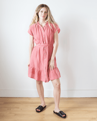 Bella Dahl Cap Sleeve Ruffle Hem Shirt Dress in Safi Coral