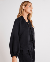 Bella Dahl Chloe Clean Bomber Jacket in Black