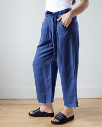 Bella Dahl Emma Wide Leg Crop w/ Sash in Night Navy