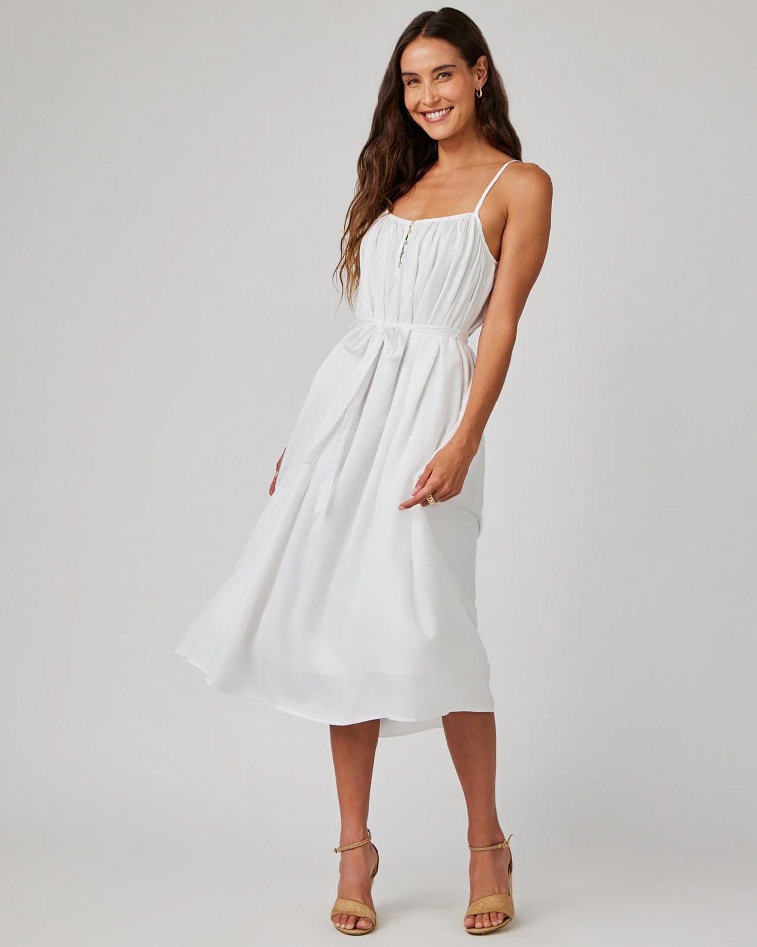 Flowy Cami Maxi Dress in White