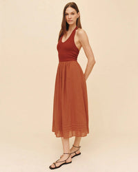 Bella Dahl Halter Neck Mixed Dress in Red Sand 2 - Bliss Boutiques