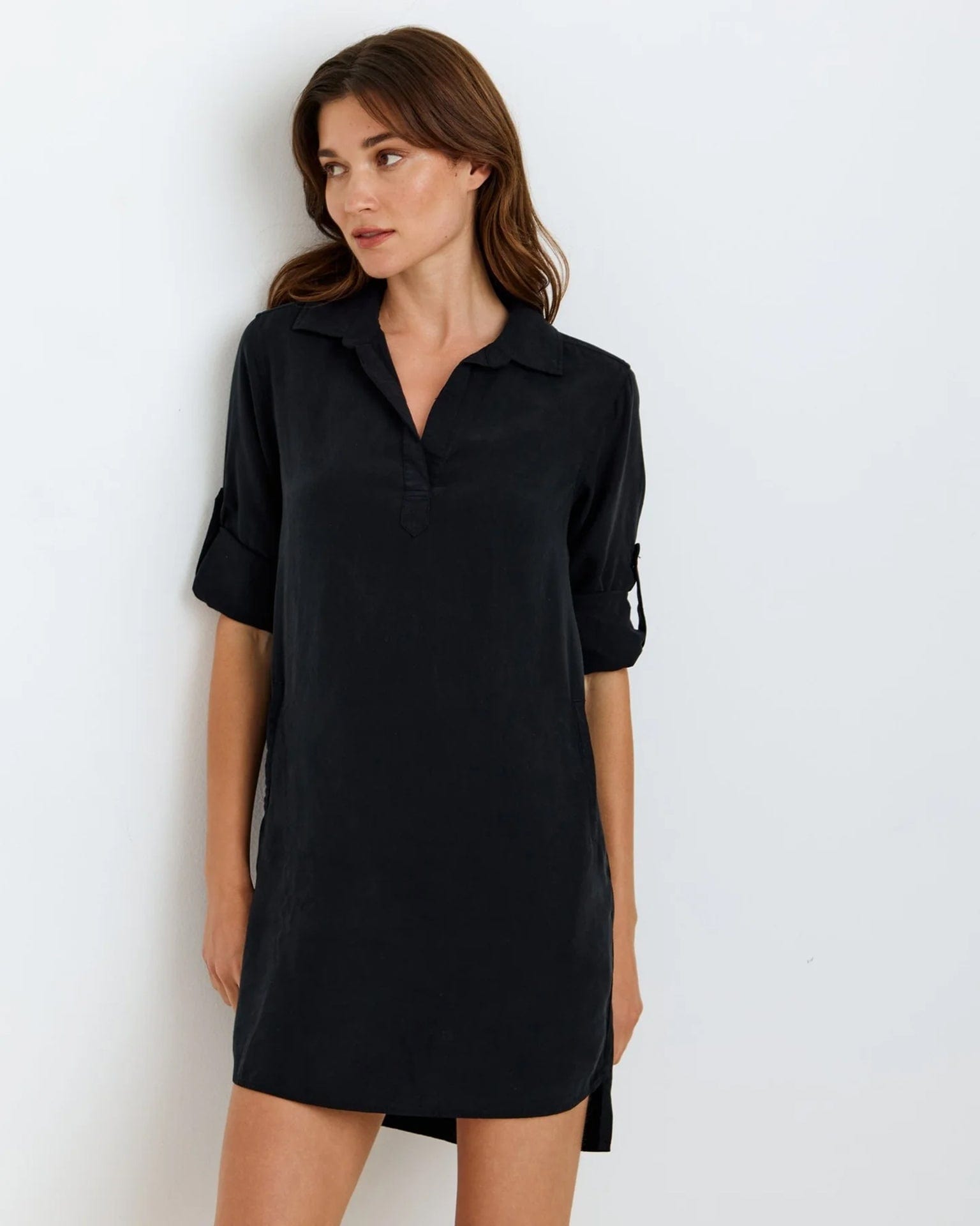 Bella Dahl L/S A Line Shirtdress in Vintage Black
