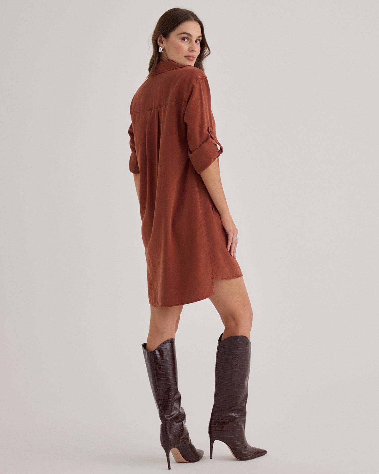 Bella Dahl Long Sleeve A Line Dress in Autumn Amber