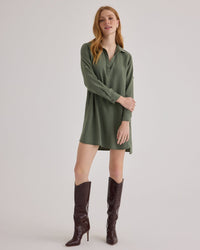 Bella Dahl Long Sleeve A-Line Dress in Fernwood