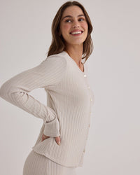 Bella Dahl Long Sleeve Cardigan Tee in Moon Stone