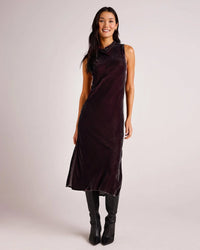 Bella Dahl Mock Neck Halter Dress in Aubergine