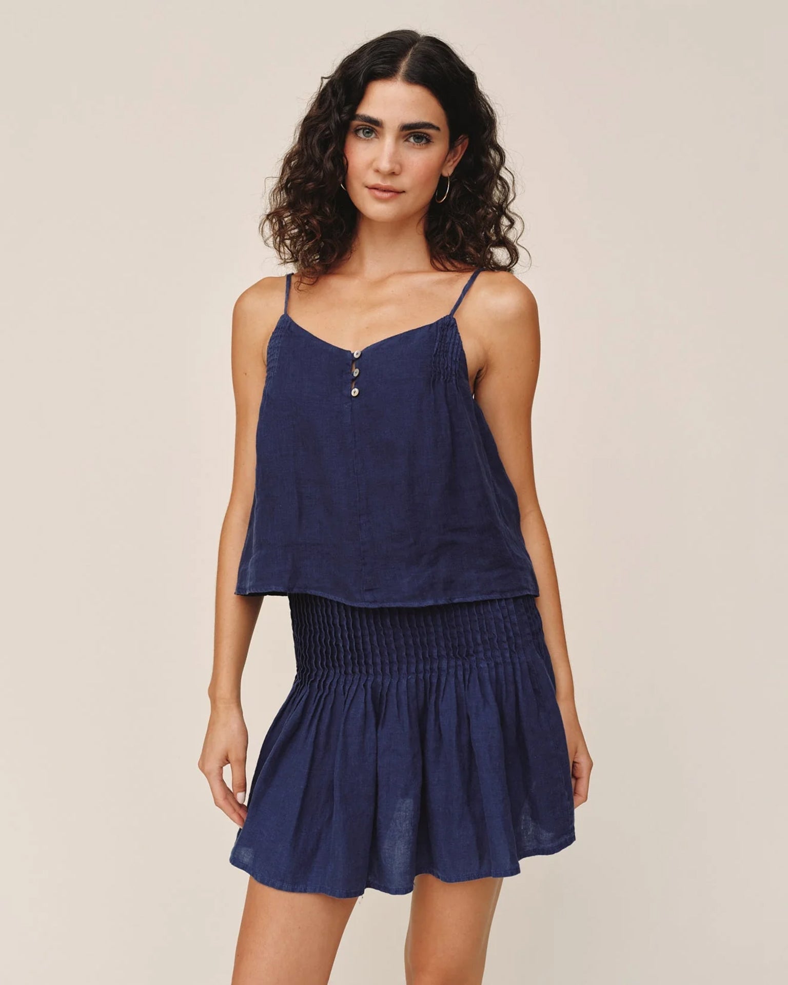 Pintuck Camisole in Nautical Night