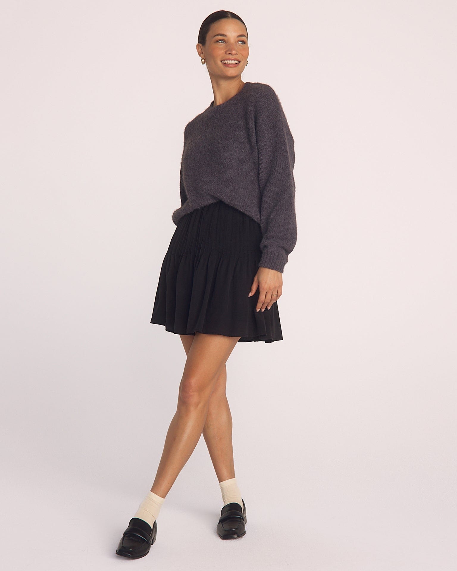 Bella Dahl Pintuck Mini Skirt in Black