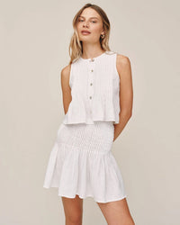Bella Dahl Pintuck Mini Skirt in White 2 - Bliss Boutiques