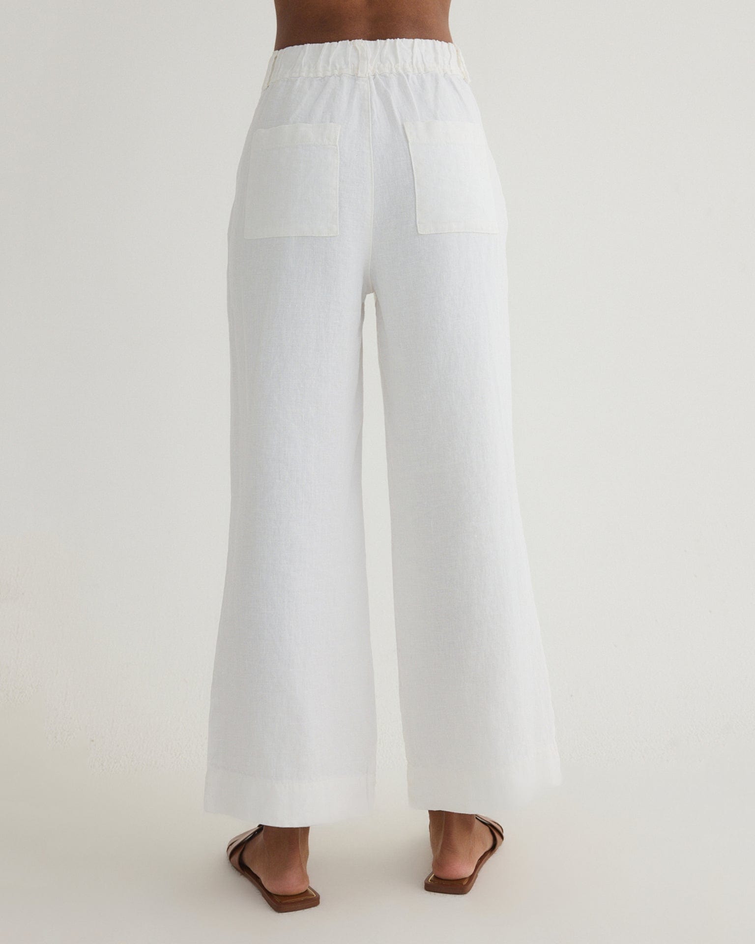 Bella Dahl Pleated Wide Leg Ankle Pant in White