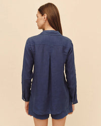 Bella Dahl Pocket Button Down in Midnight Surf 3 - Bliss Boutiques